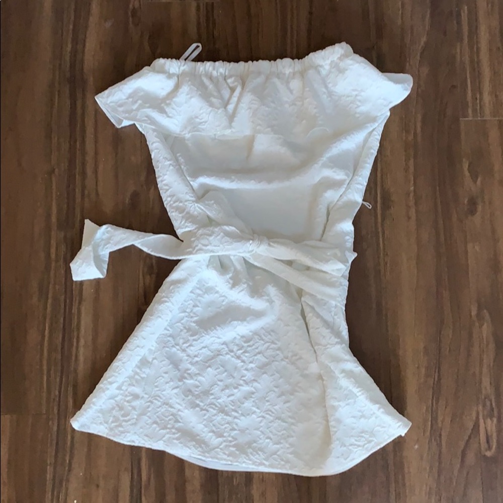 Strapless White Lace Mini Dress